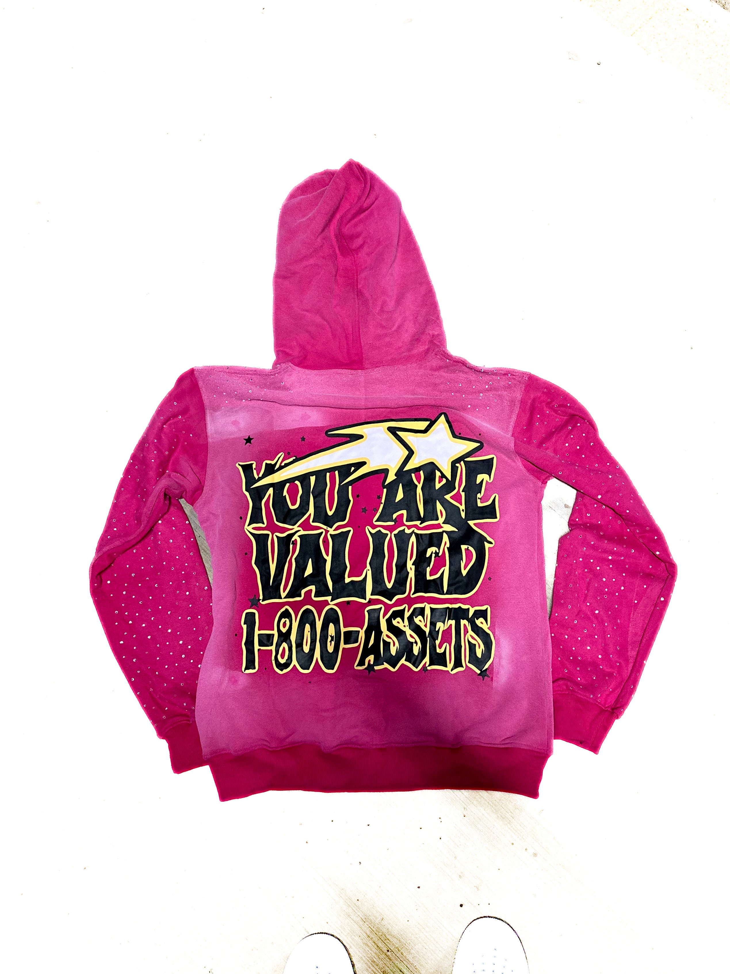 “You Are Valued” Pink Rhinestone Zip-Up