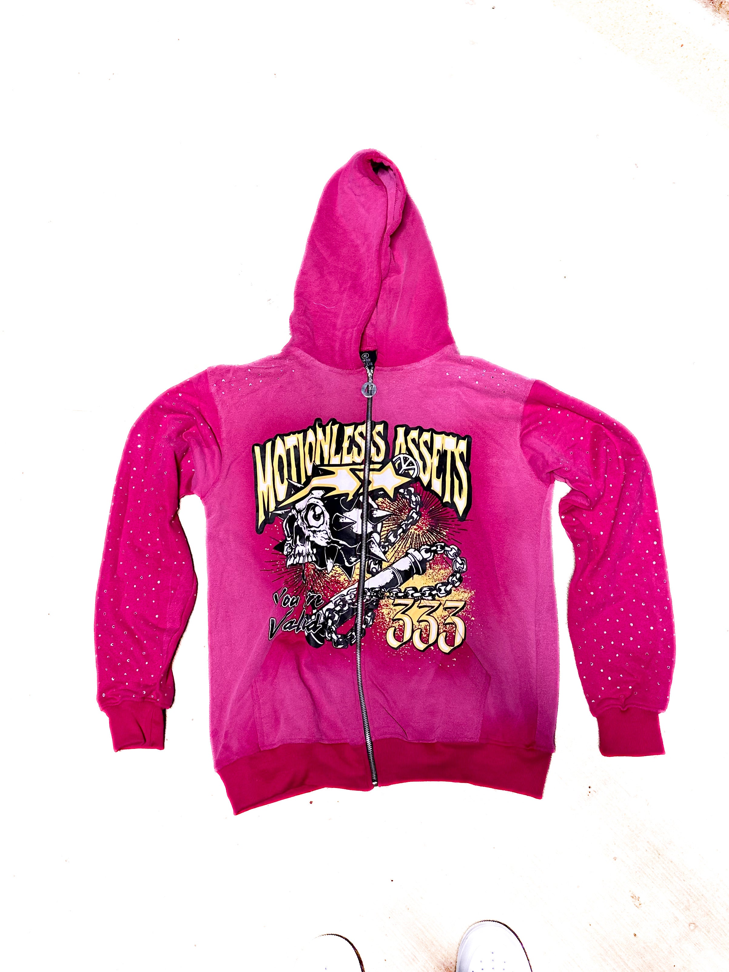 “You Are Valued” Pink Rhinestone Zip-Up